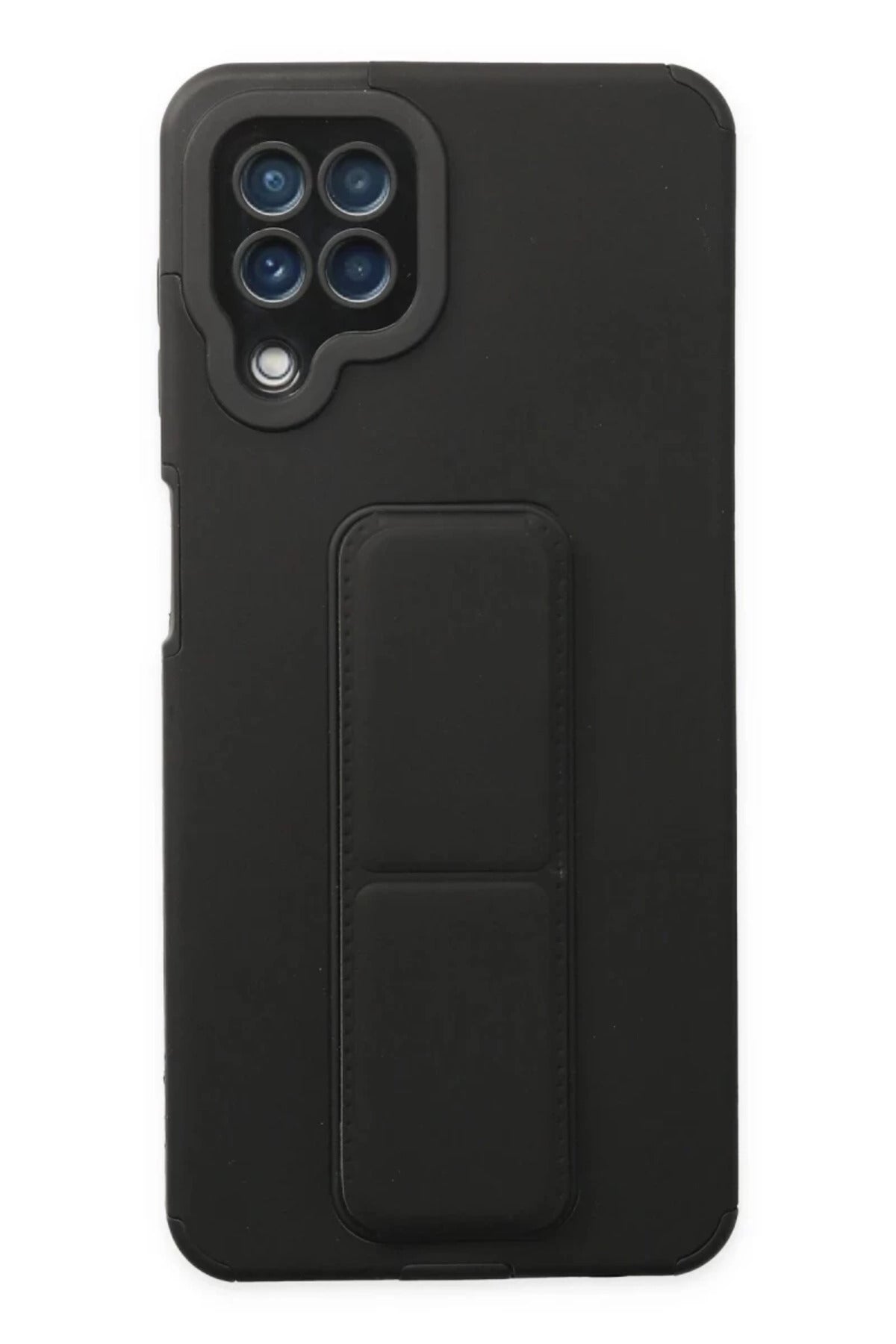 Samsung Galaxy A22 Uyumlu Kılıf Mega Standlı Silikon - Siyah