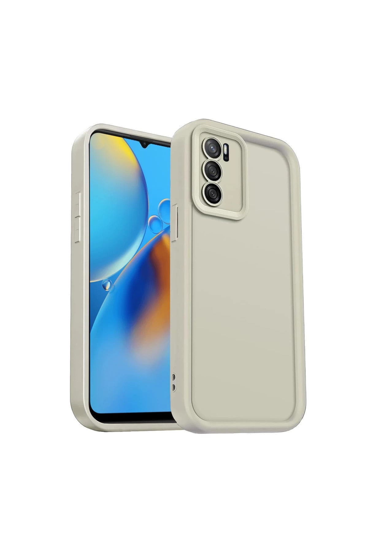 Oppo A16 Uyumlu Kılıf Viera Silikon - Krem