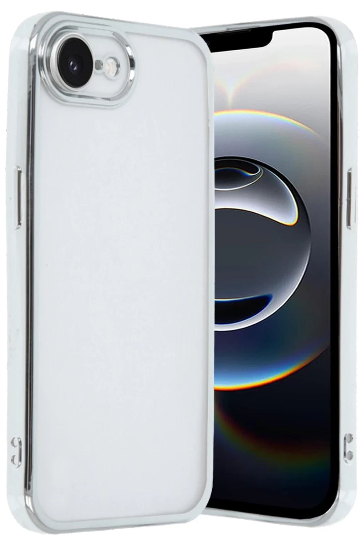 Apple iPhone 16E Uyumlu Kılıf Lensli Silikon - Gümüş