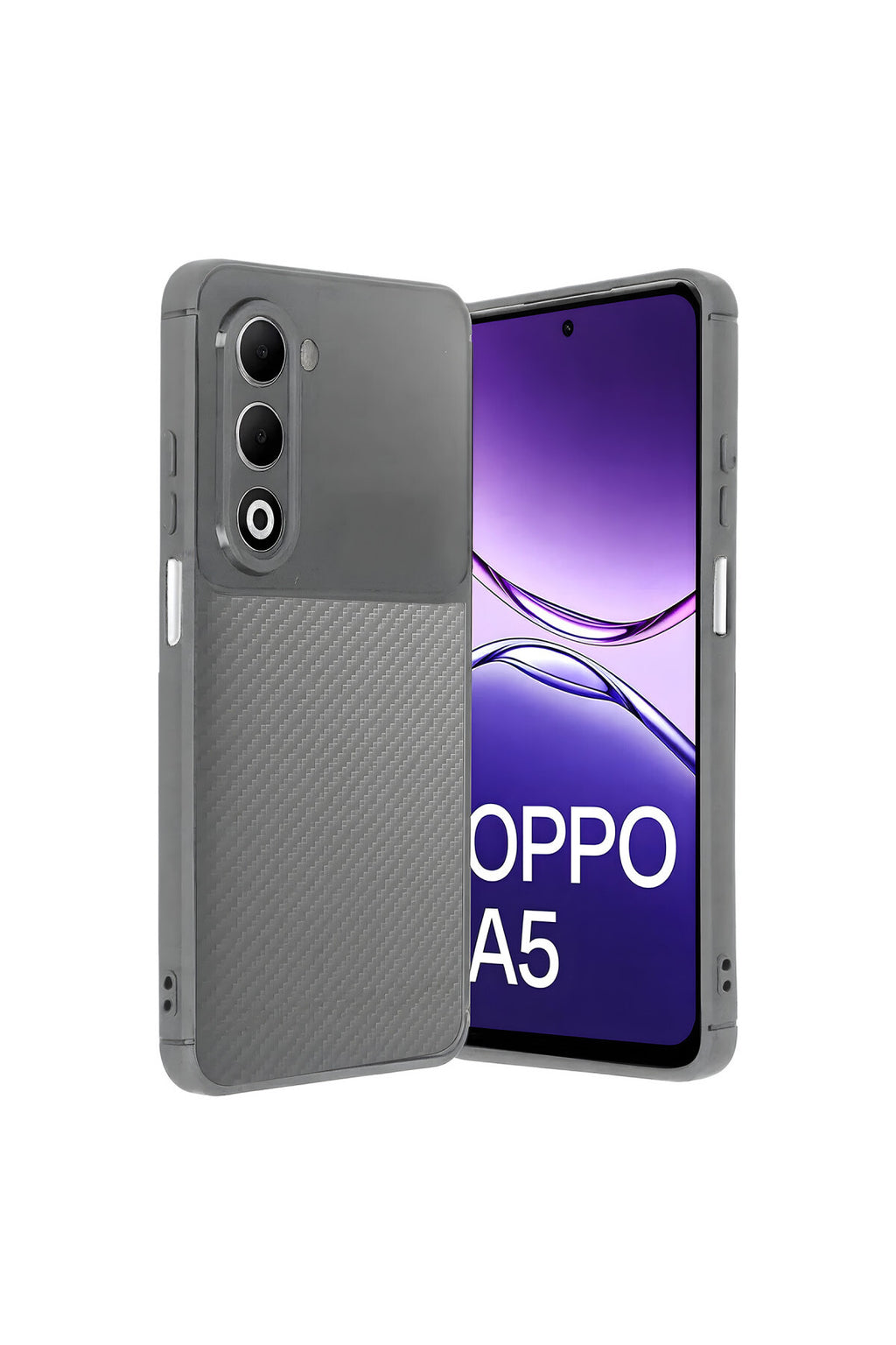 Oppo A5 4G Uyumlu Auto Focus Karbon Kapak - Gri