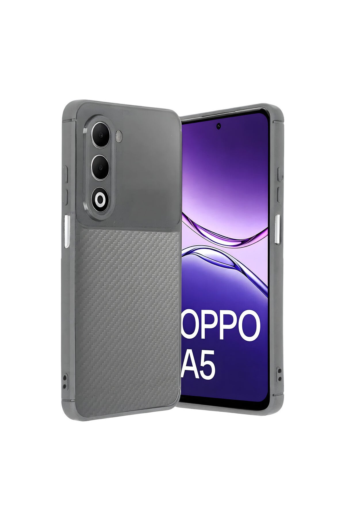 Oppo A5 4G Uyumlu Auto Focus Karbon Kapak - Gri