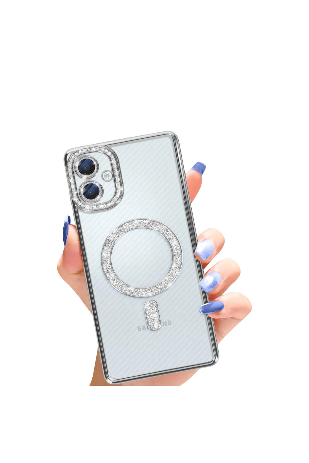 Samsung Galaxy A06 Uyumlu Joke Simli Magneticsafe Kılıf - Gümüş