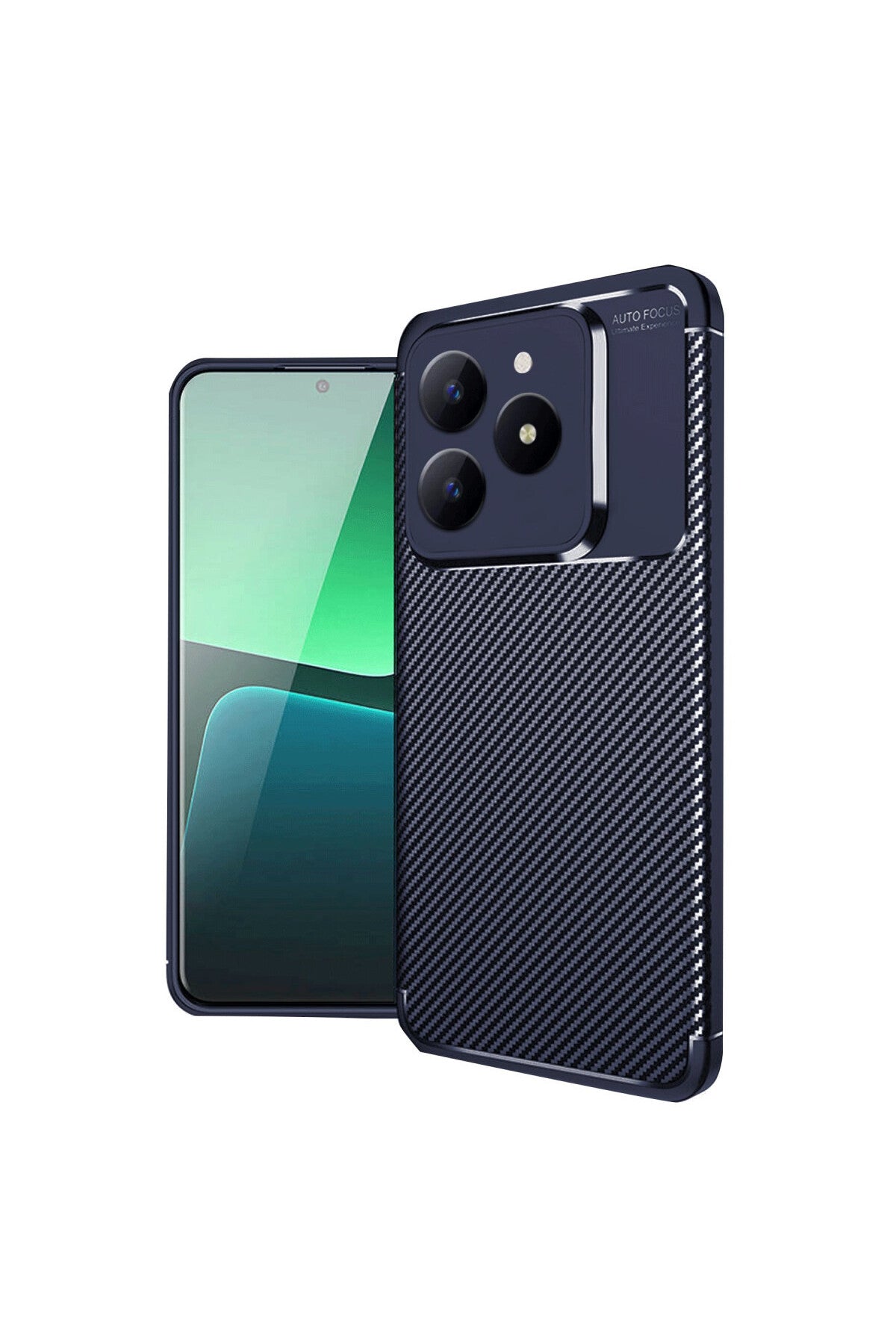 Realme C61 Uyumlu Kılıf Auto Focus Karbon Kapak - Lacivert