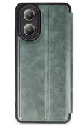 Oppo A38 Uyumlu Kılıf Flip Cover - Koyu Yeşil