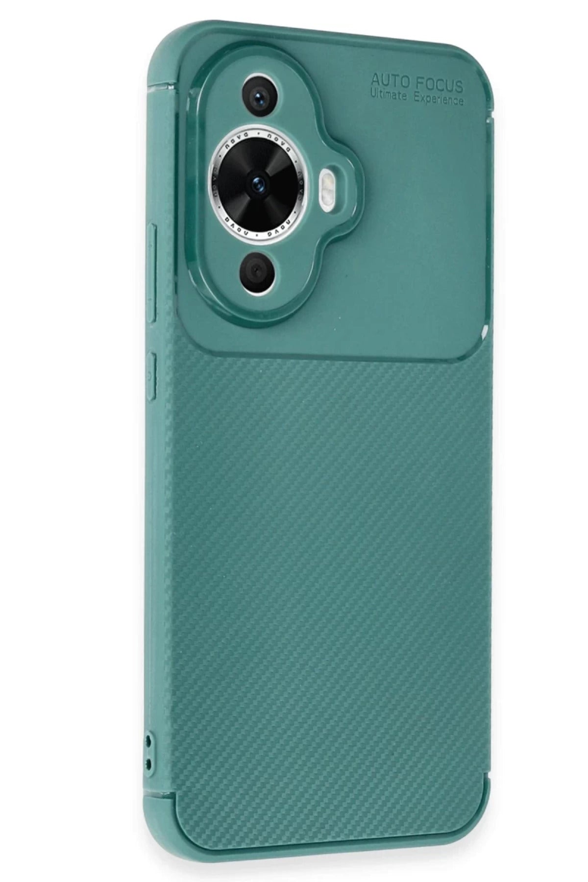 Huawei Nova 12S Uyumlu Kılıf Auto Focus Karbon Kapak - Koyu Yeşil