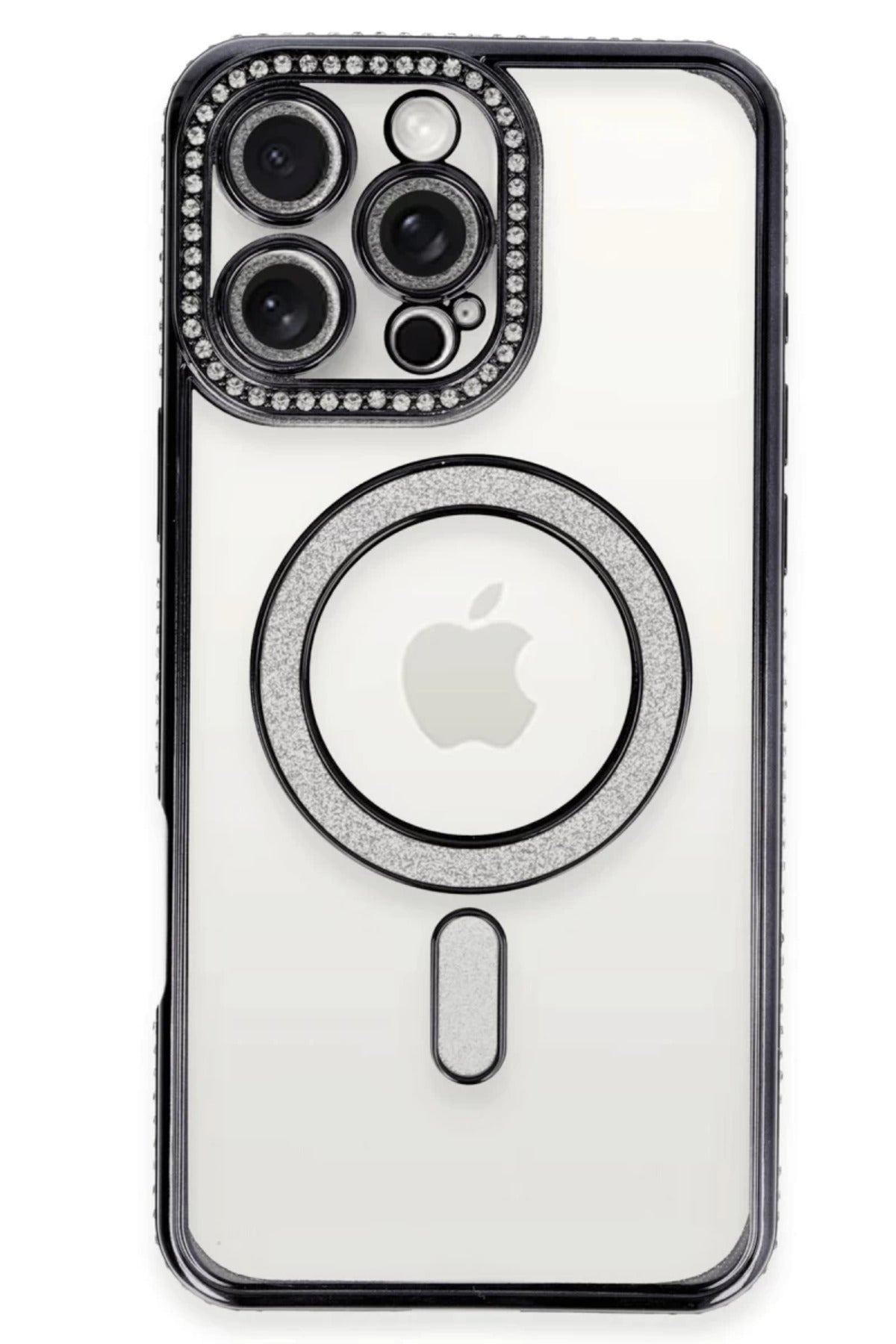 Apple iPhone 16 Pro Max Uyumlu Kılıf Joke Simli Magneticsafe Kılıf - Gri
