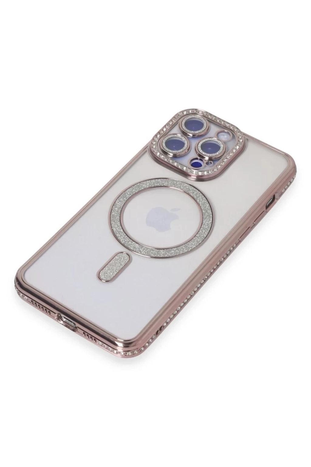Apple iPhone 15 Pro Max Uyumlu Kılıf Joke Simli Magneticsafe Kılıf - Pembe