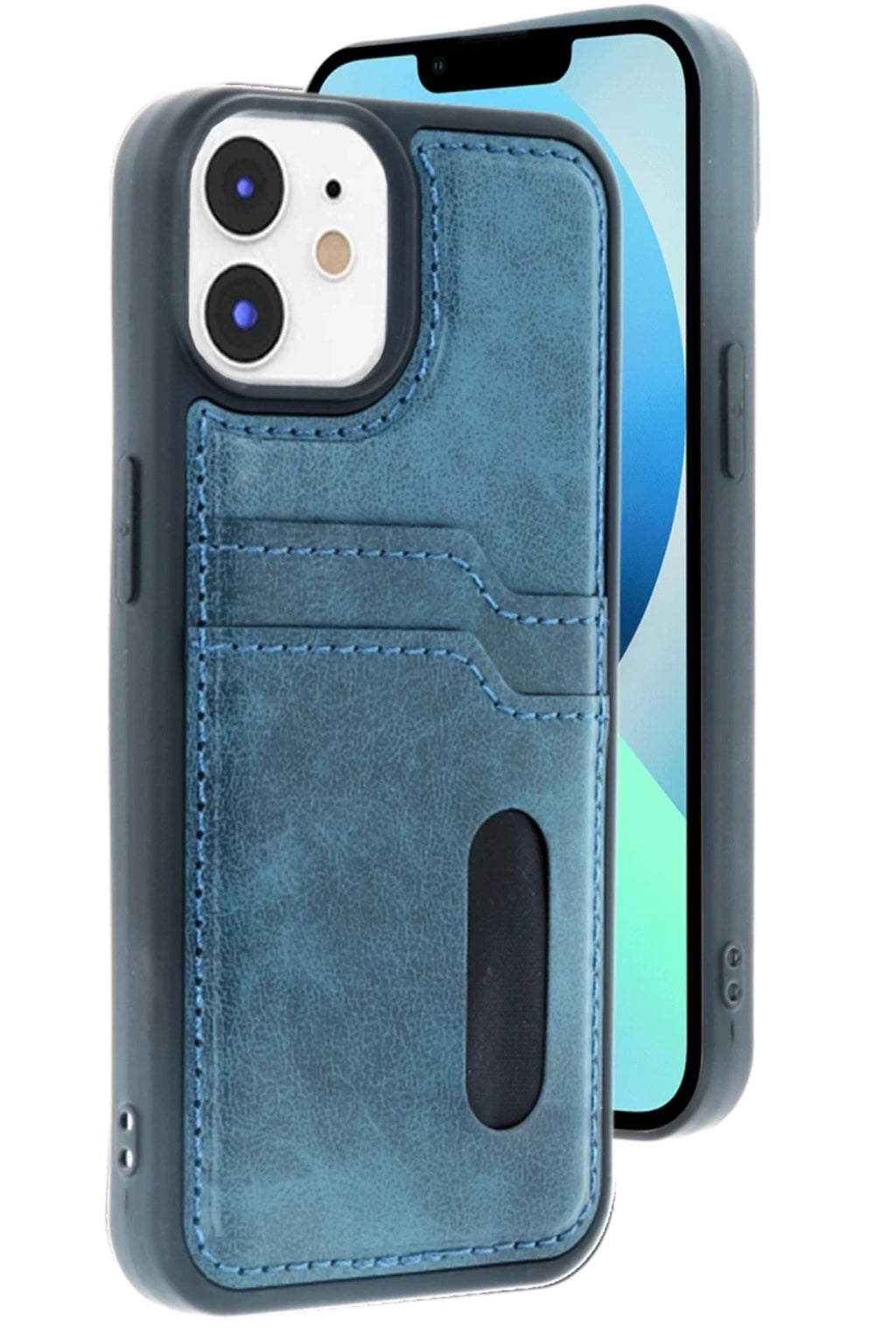 Apple iPhone 11 Uyumlu Kılıf Sara Kartvizitli Deri Kılıf - Lacivert