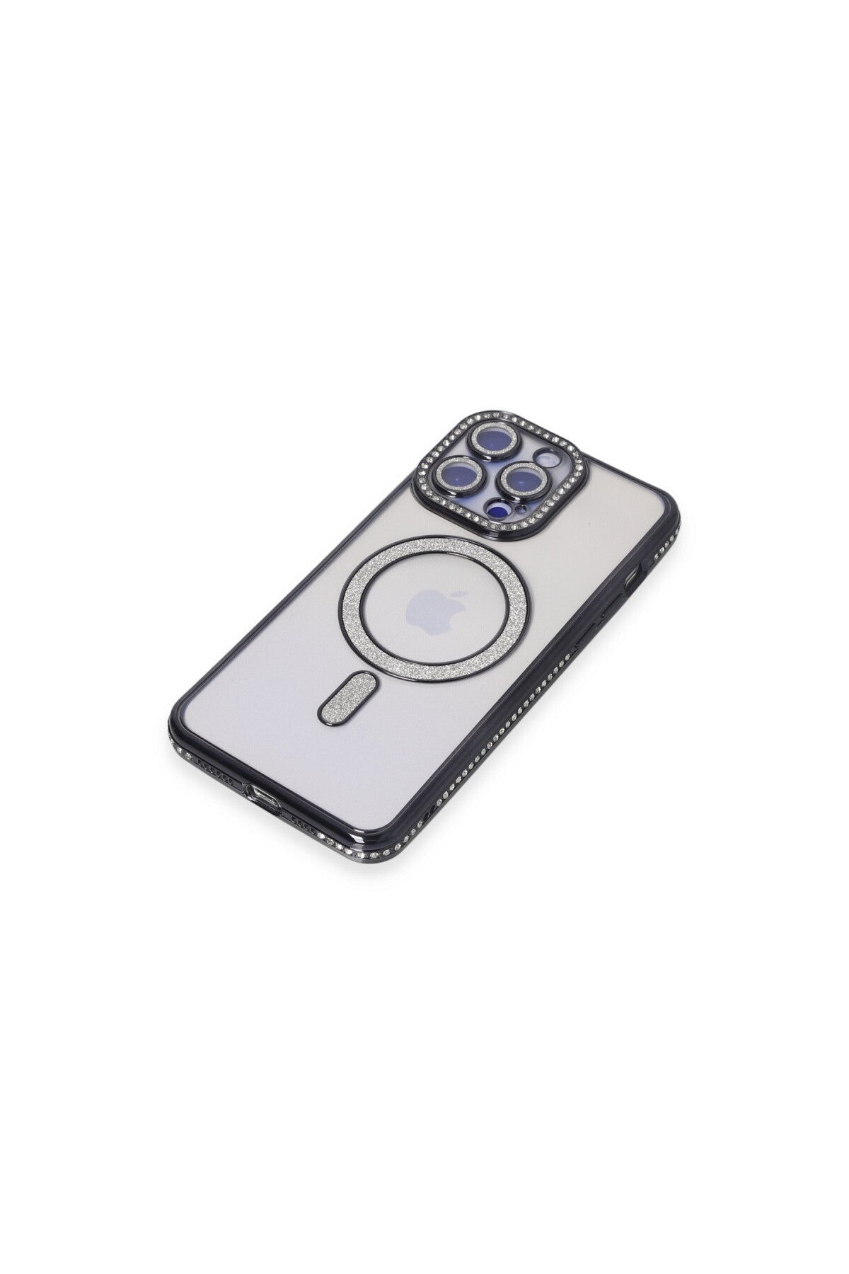 Apple iPhone 15 Pro Max Uyumlu Kılıf Joke Simli Magneticsafe Kılıf - Siyah
