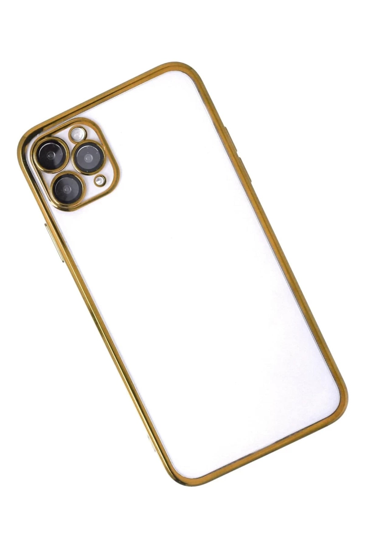 Apple iPhone 11 Pro Max Uyumlu Kılıf Lensli Silikon - Gold