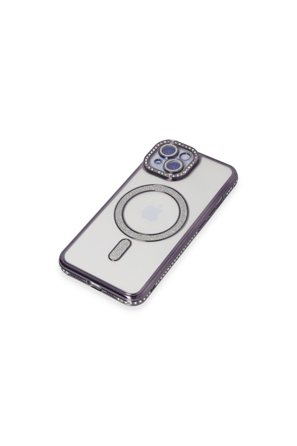 Apple iPhone 13 Uyumlu Kılıf Joke Simli Magneticsafe Kılıf - Derin Mor