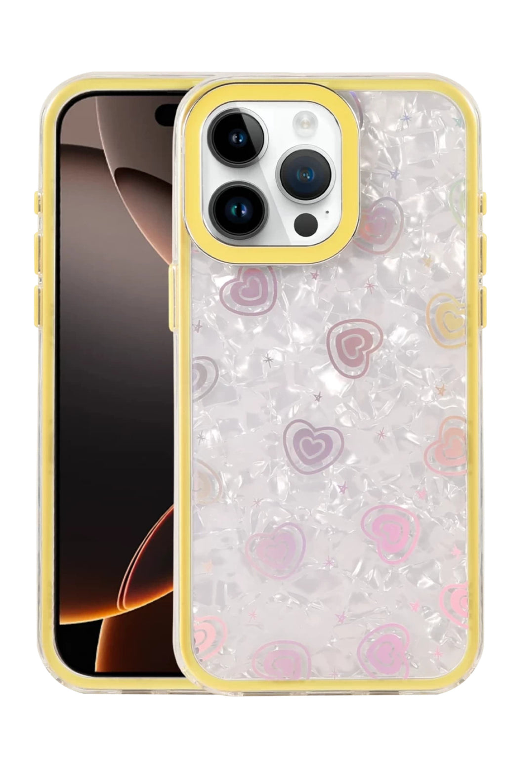 Apple iPhone 15 Pro Uyumlu Lumi Desenli Kapak - Sarı