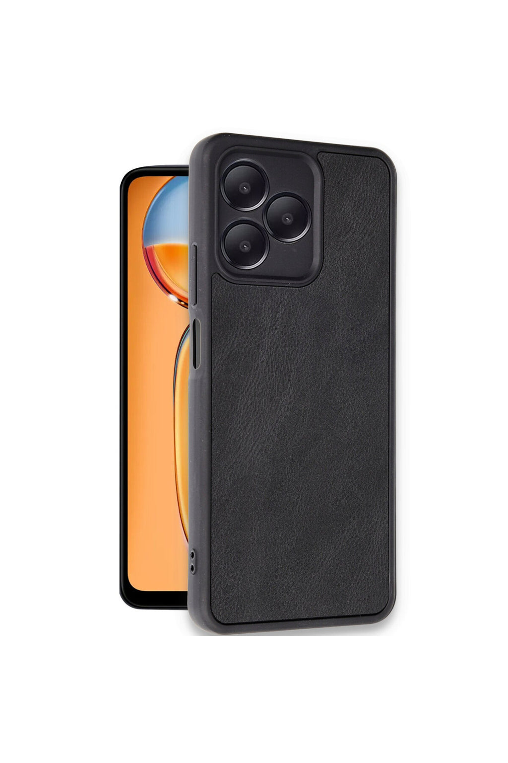 Realme Note 50 4G Uyumlu Kılıf Aras Deri Kapak - Siyah