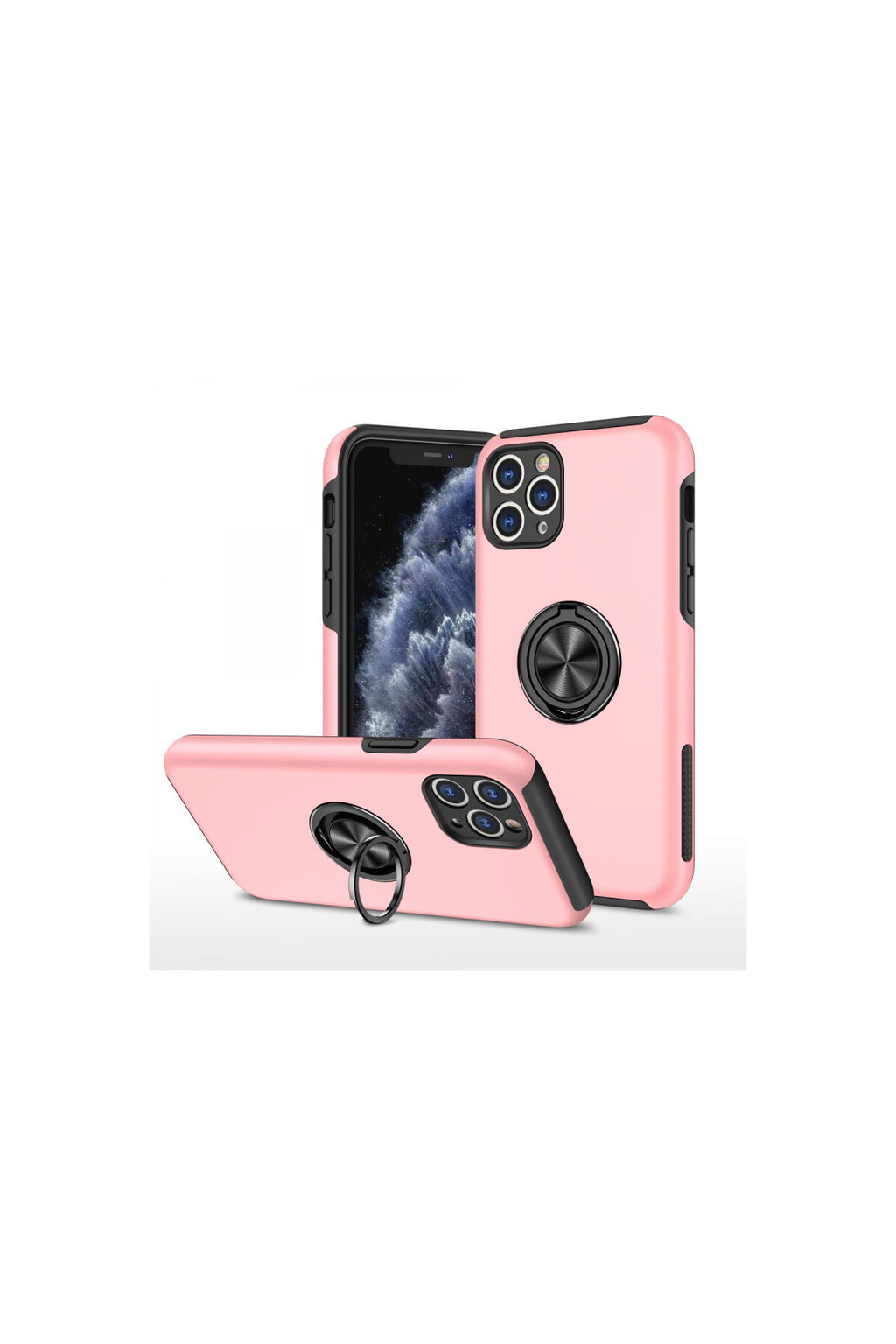 Apple iPhone 11 Pro Max Uyumlu Kılıf Elit Yüzüklü Kapak - Pembe