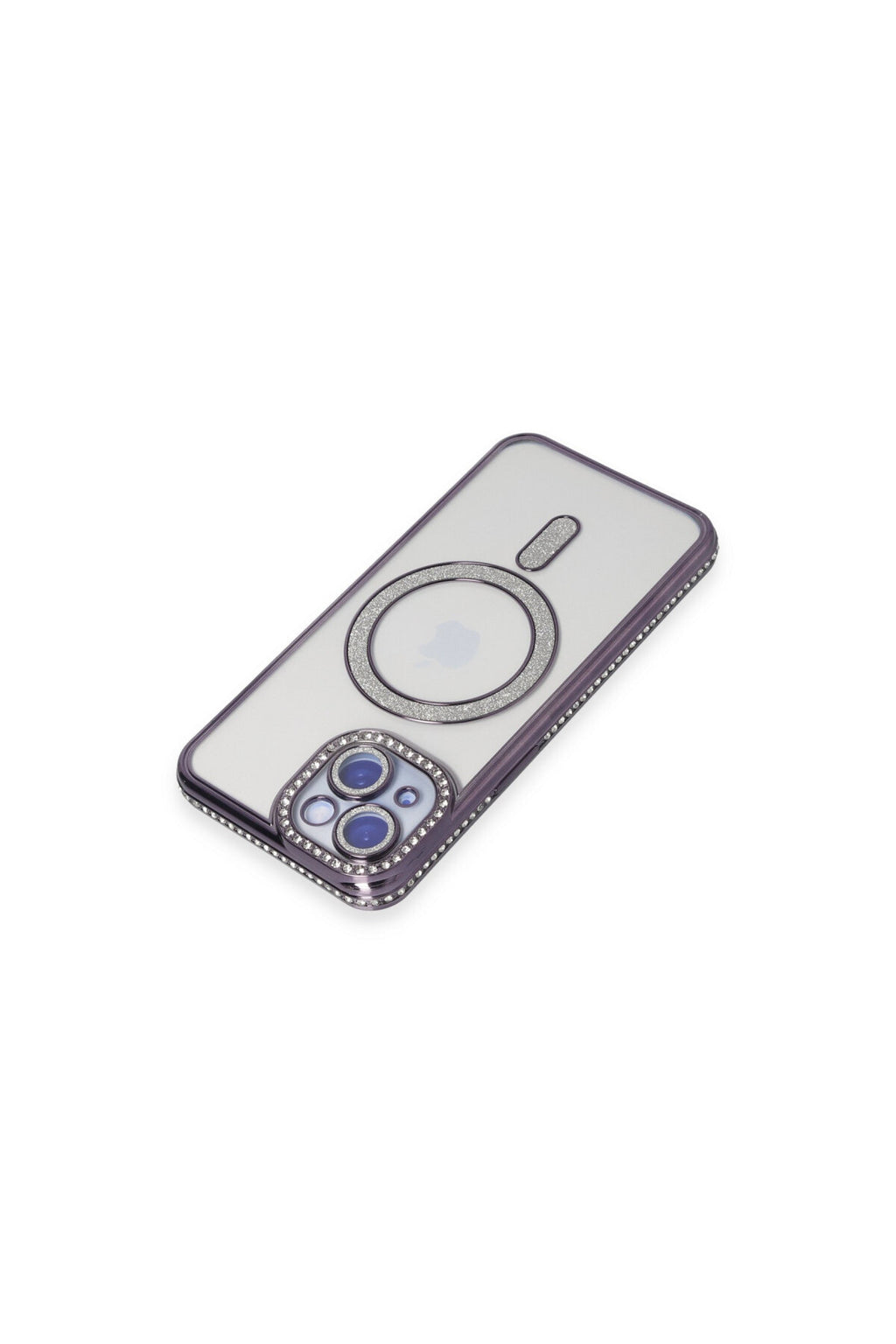 Apple iPhone 13 Uyumlu Kılıf Joke Simli Magneticsafe Kılıf - Derin Mor