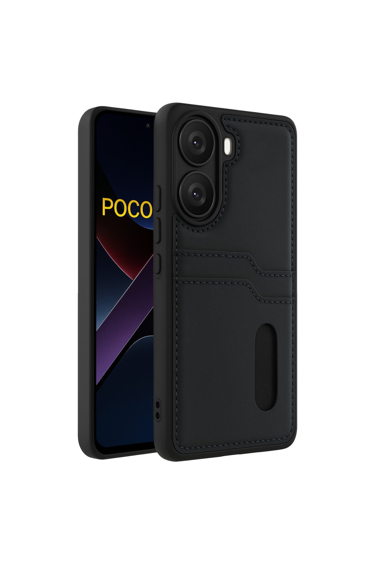 Xiaomi Poco X7 Pro Uyumlu Kılıf Sara Kartvizitli Deri Kılıf - Siyah