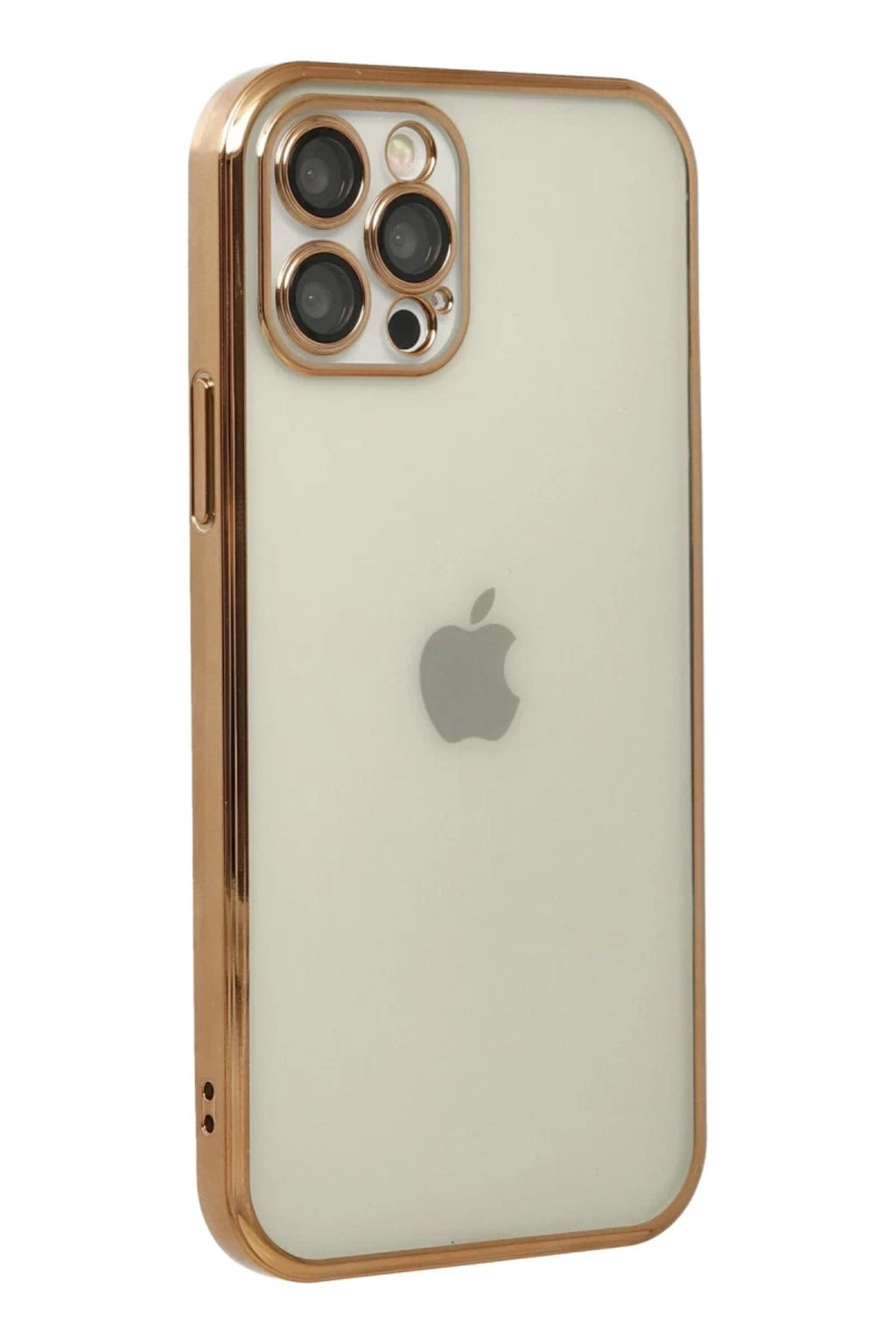 Apple iPhone 12 Pro Uyumlu Kılıf Lensli Silikon - Gold