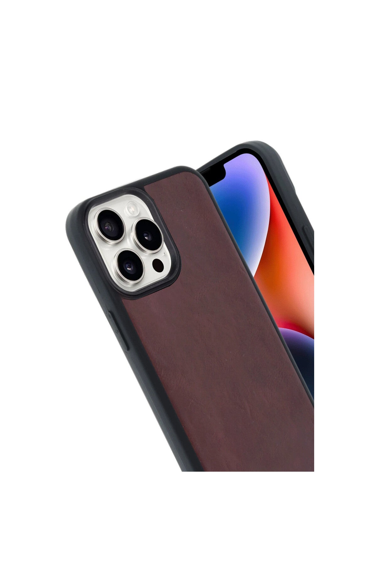 Apple iPhone 14 Pro Max Uyumlu Kılıf Aras Deri Kapak - Bordo