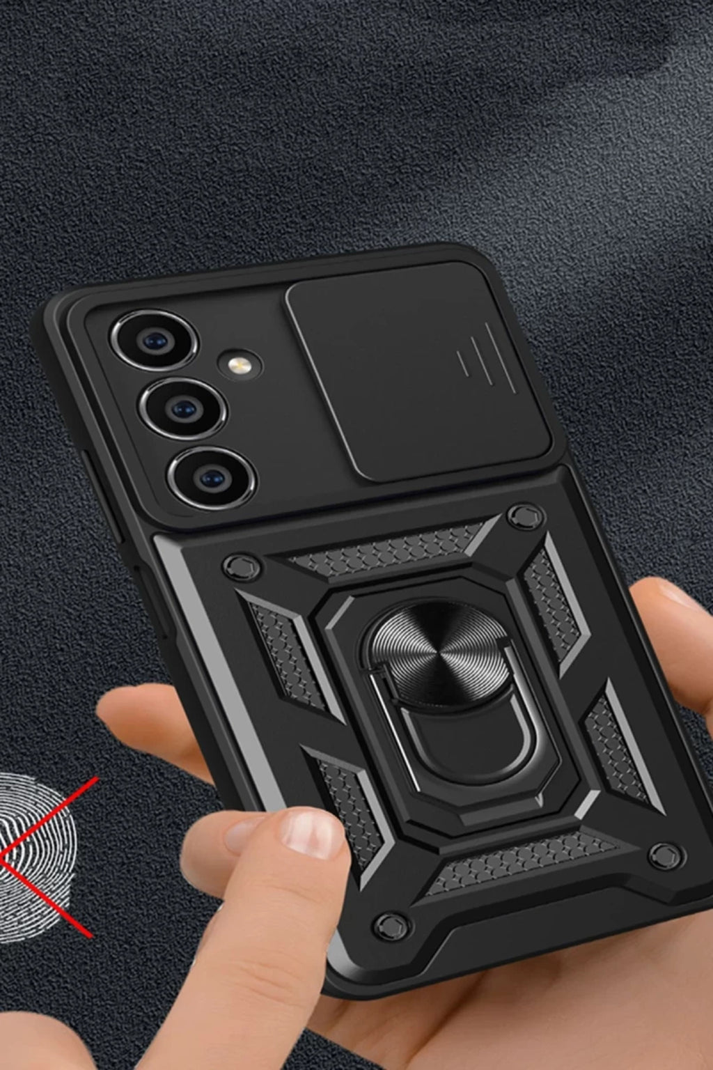 Samsung Galaxy A05S Uyumlu Kılıf Pars Lens Yüzüklü Silikon - Siyah
