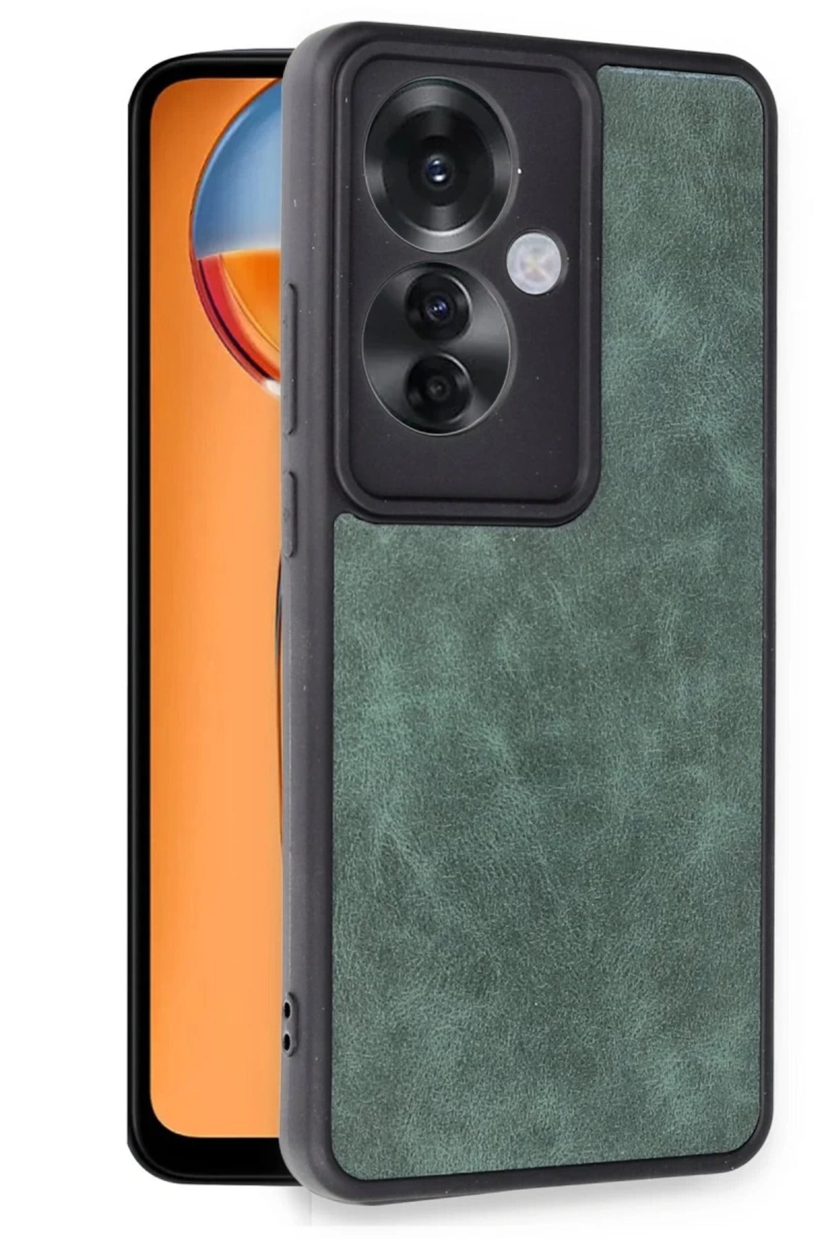 Oppo Reno 11F Uyumlu Kılıf Aras Deri Kapak - Koyu Yeşil