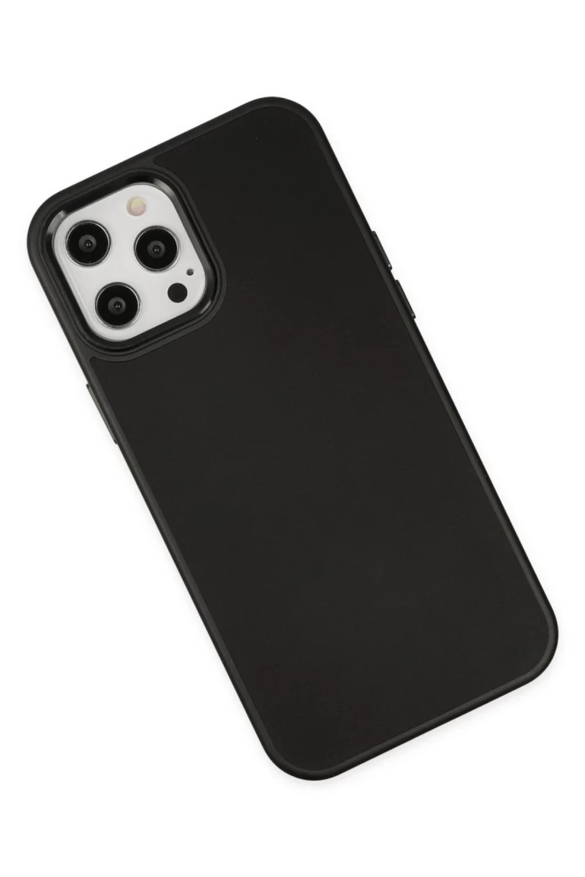 Apple iPhone 12 Pro Max Uyumlu Kılıf Asya Deri Silikon - Siyah