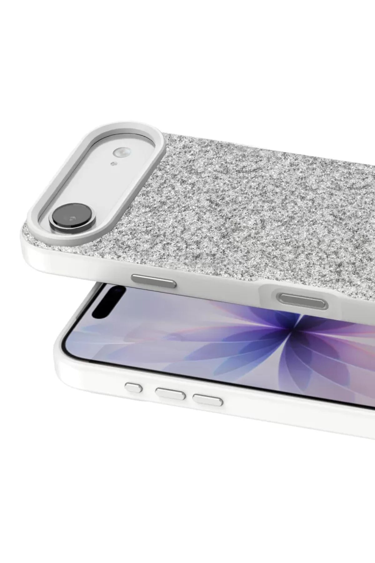 Onegif Apple iPhone 17 Air Uyumlu Bright Simli Kapak - Beyaz