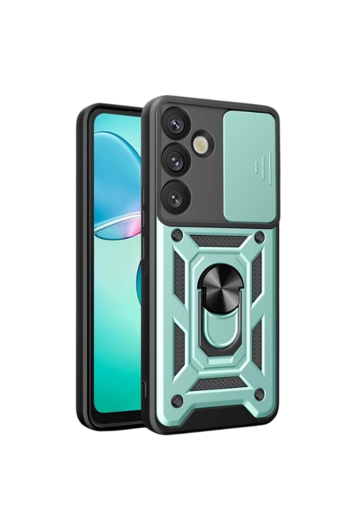 Samsung Galaxy S26 Uyumlu Pars Lens Yüzüklü Silikon - Yeşil