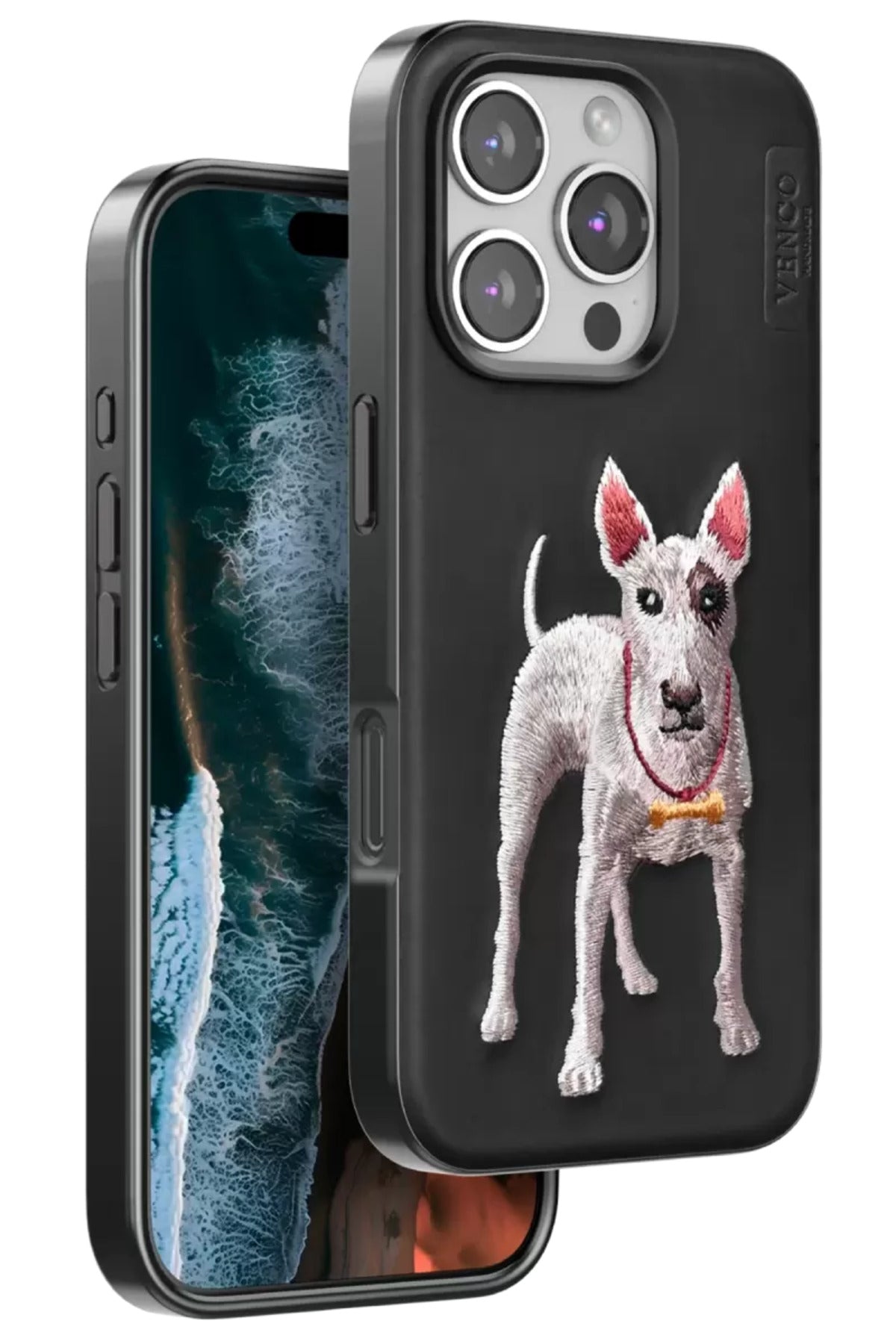 Venco Apple iPhone 16 Pro Uyumlu Perma Desenli Kapak - Siyah