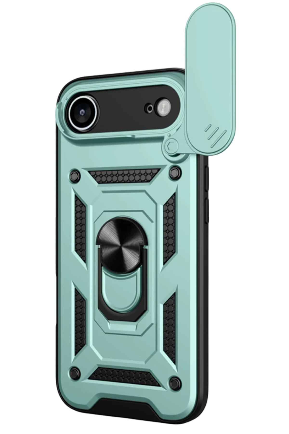 Apple iPhone 17 Air Uyumlu Pars Lens Yüzüklü Silikon - Yeşil