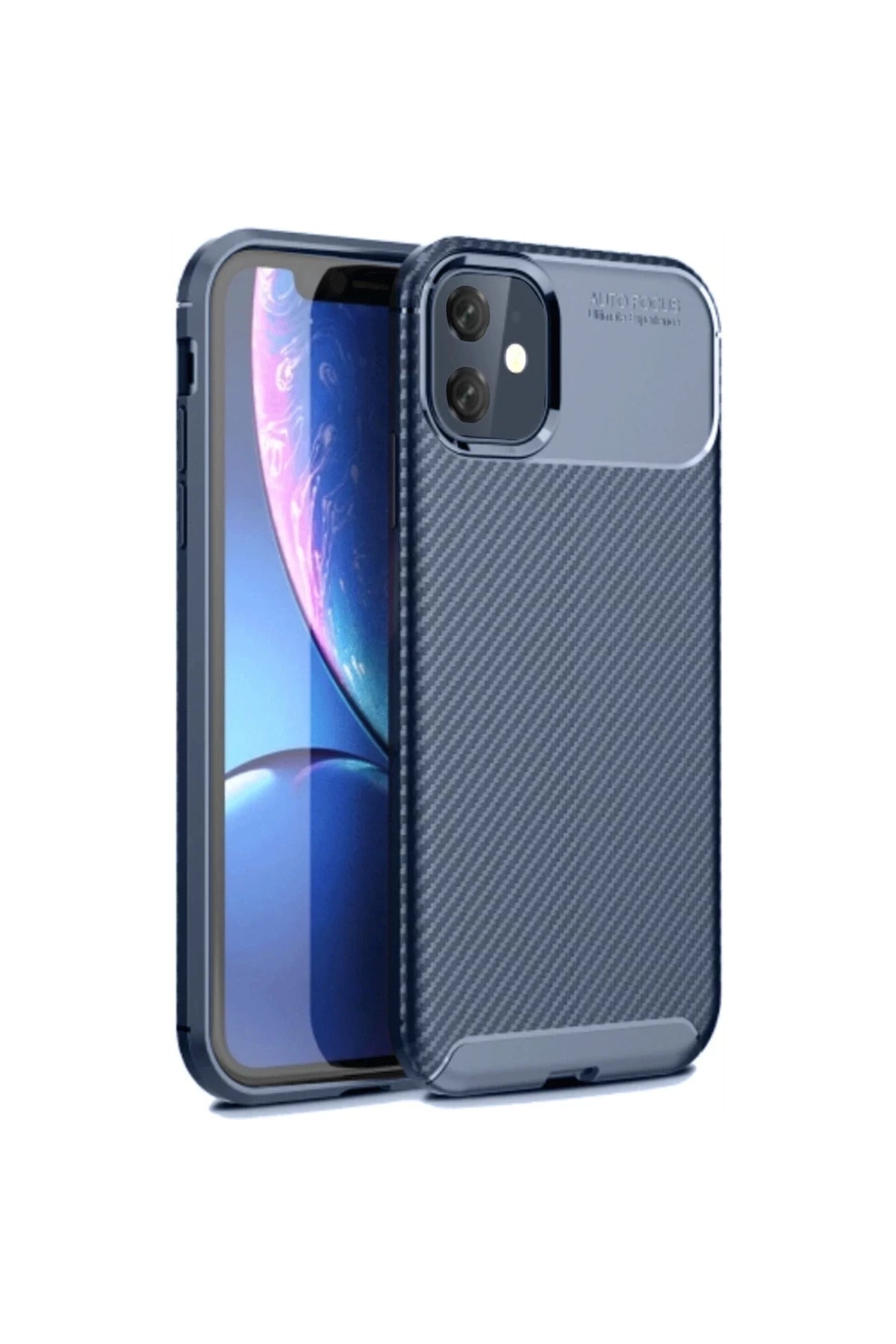 Apple iPhone 11 Uyumlu Kılıf Auto Focus Karbon Kapak - Lacivert
