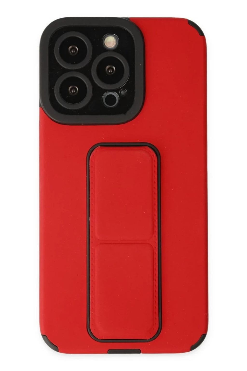 Apple iPhone 13 Pro Max Uyumlu Kılıf Mega Standlı Silikon - Kırmızı