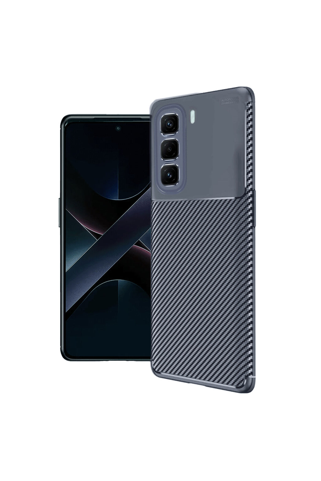 İnfinix Hot 50 4G Uyumlu Kılıf Auto Focus Karbon Kapak - Lacivert
