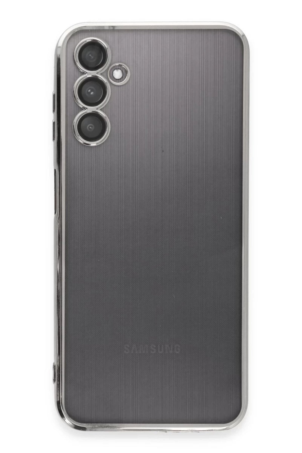 Samsung Galaxy A14 4G Uyumlu Kılıf Lensli Silikon - Gümüş