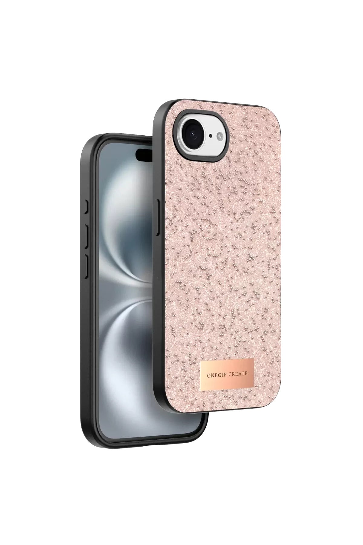 Onegif Apple iPhone 16E Uyumlu Bright Simli Kapak - Pembe