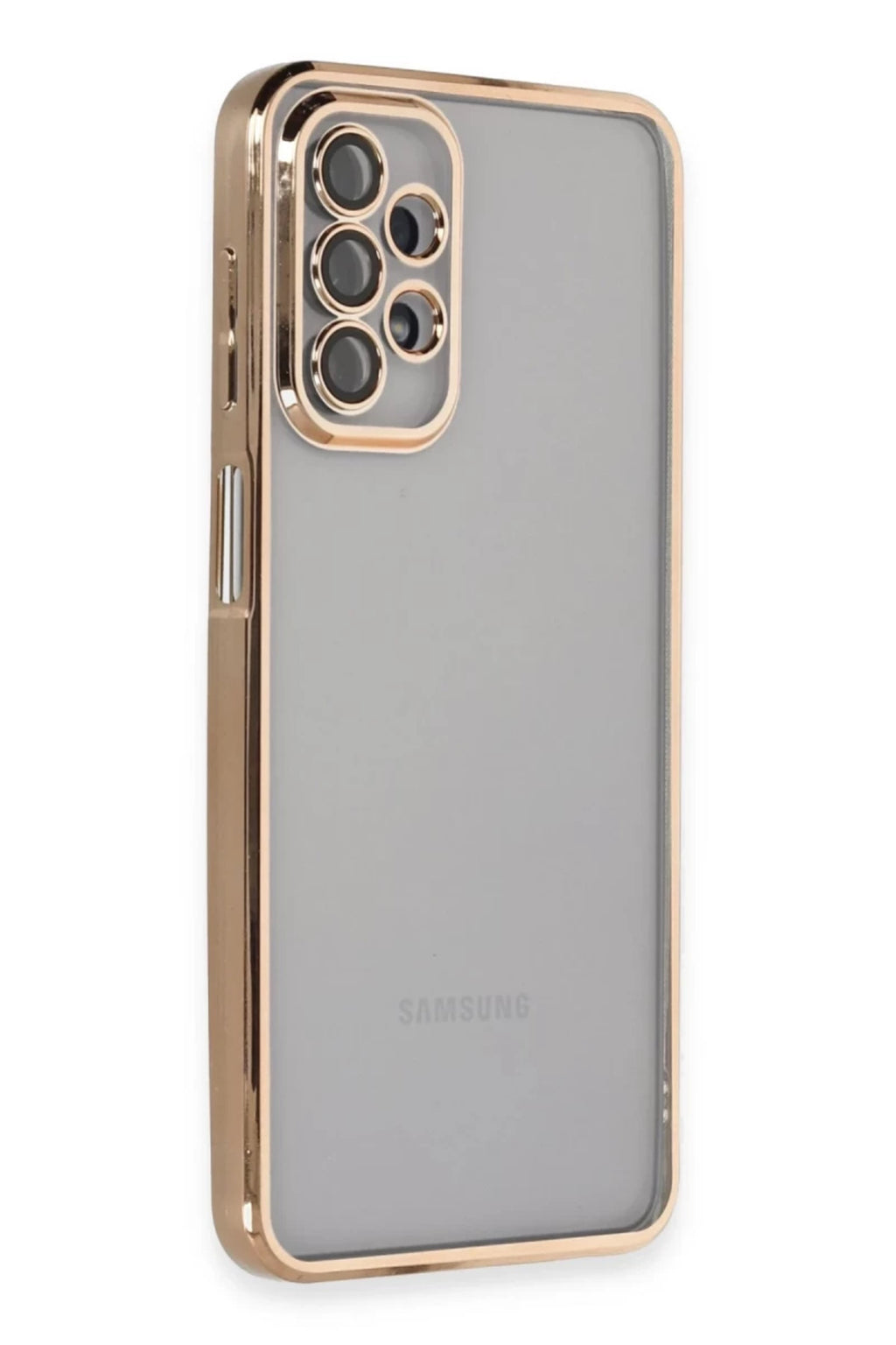 Samsung Galaxy A23 4G Uyumlu Kılıf Lensli Silikon - Gold