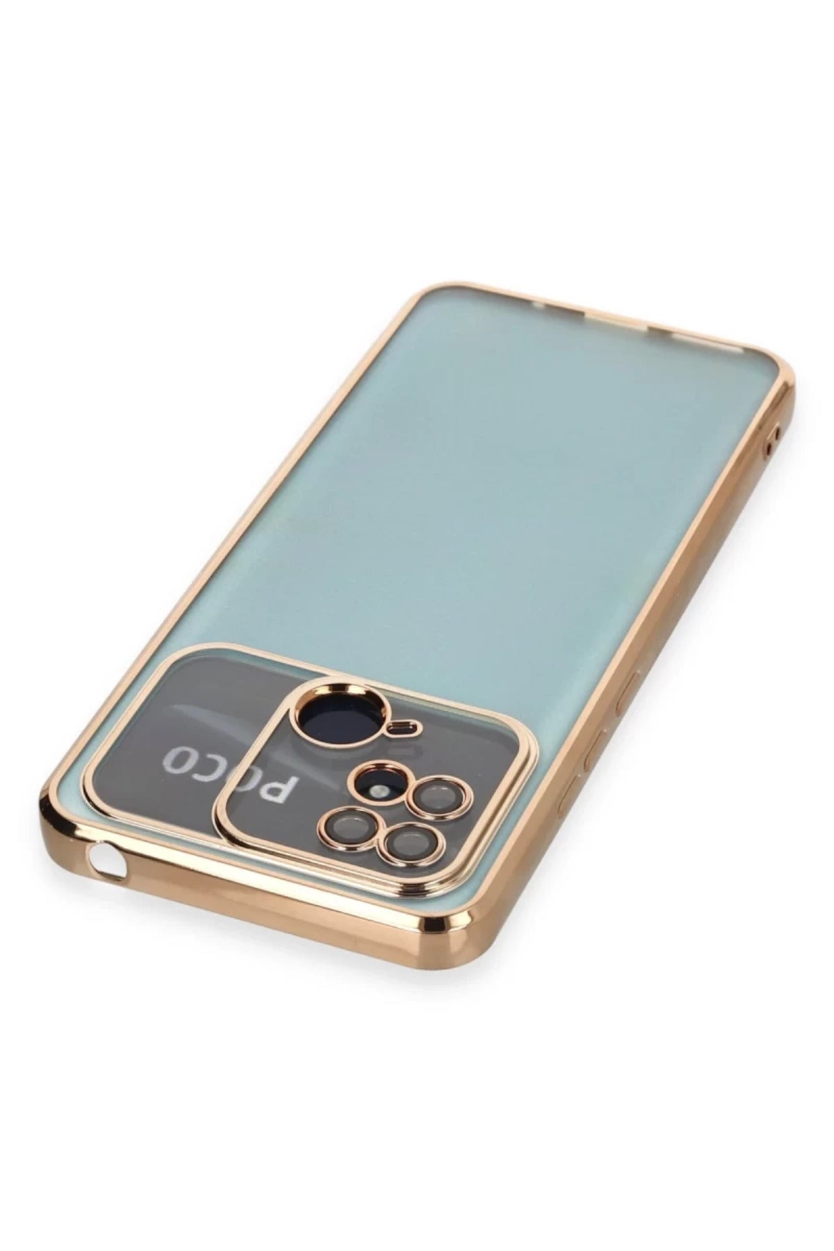 Xiaomi Redmi 10C Uyumlu Kılıf Lensli Silikon - Gold