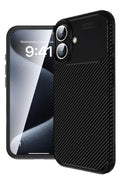 Apple iPhone 16 Uyumlu Kılıf Auto Focus Karbon Kapak - Siyah