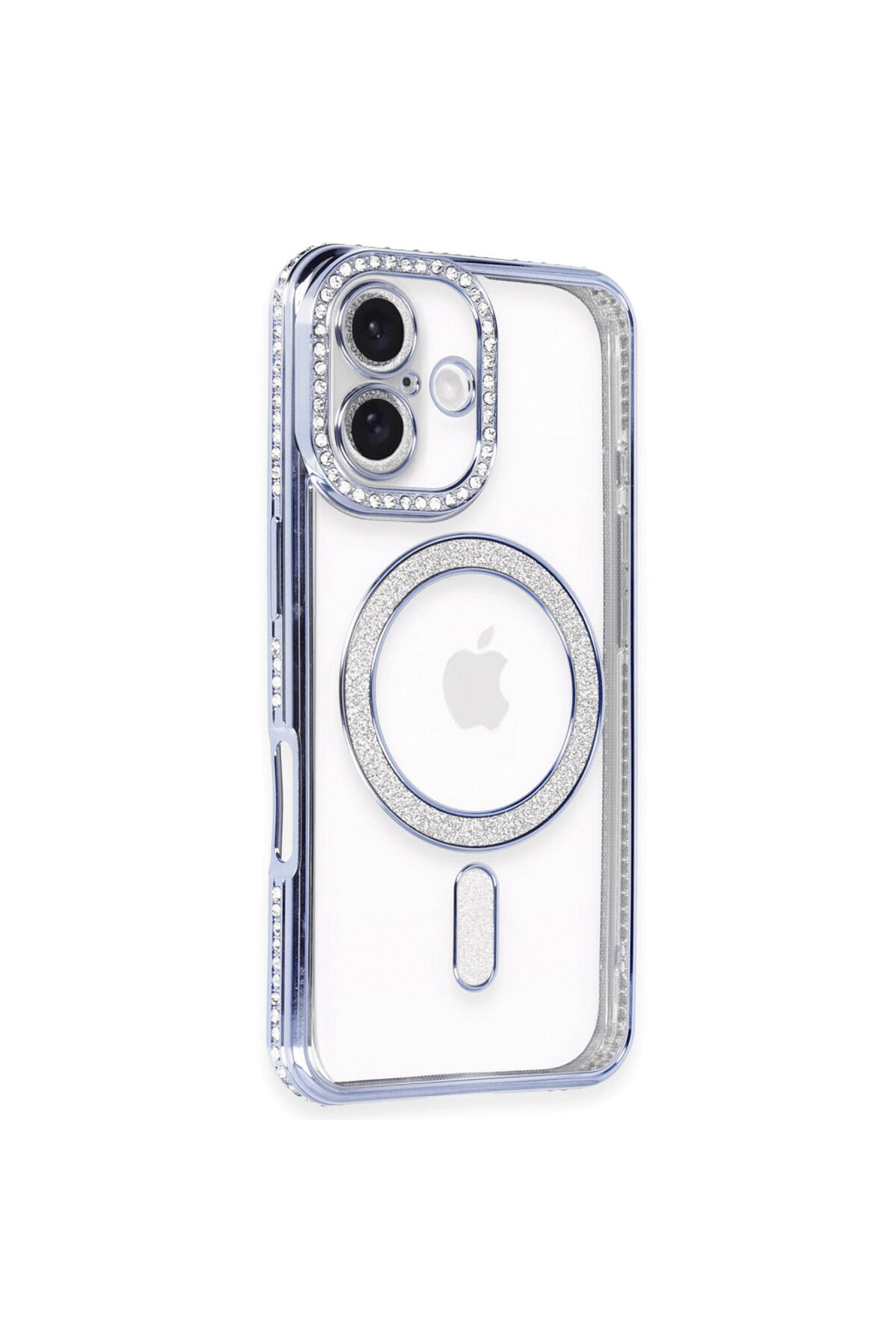 Apple iPhone 16 Uyumlu Kılıf Joke Simli Magneticsafe Kılıf - Mavi