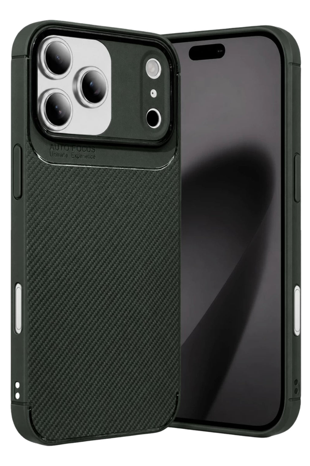Apple iPhone 17 Pro Max Uyumlu Auto Focus Karbon Kapak - Koyu Yeşil