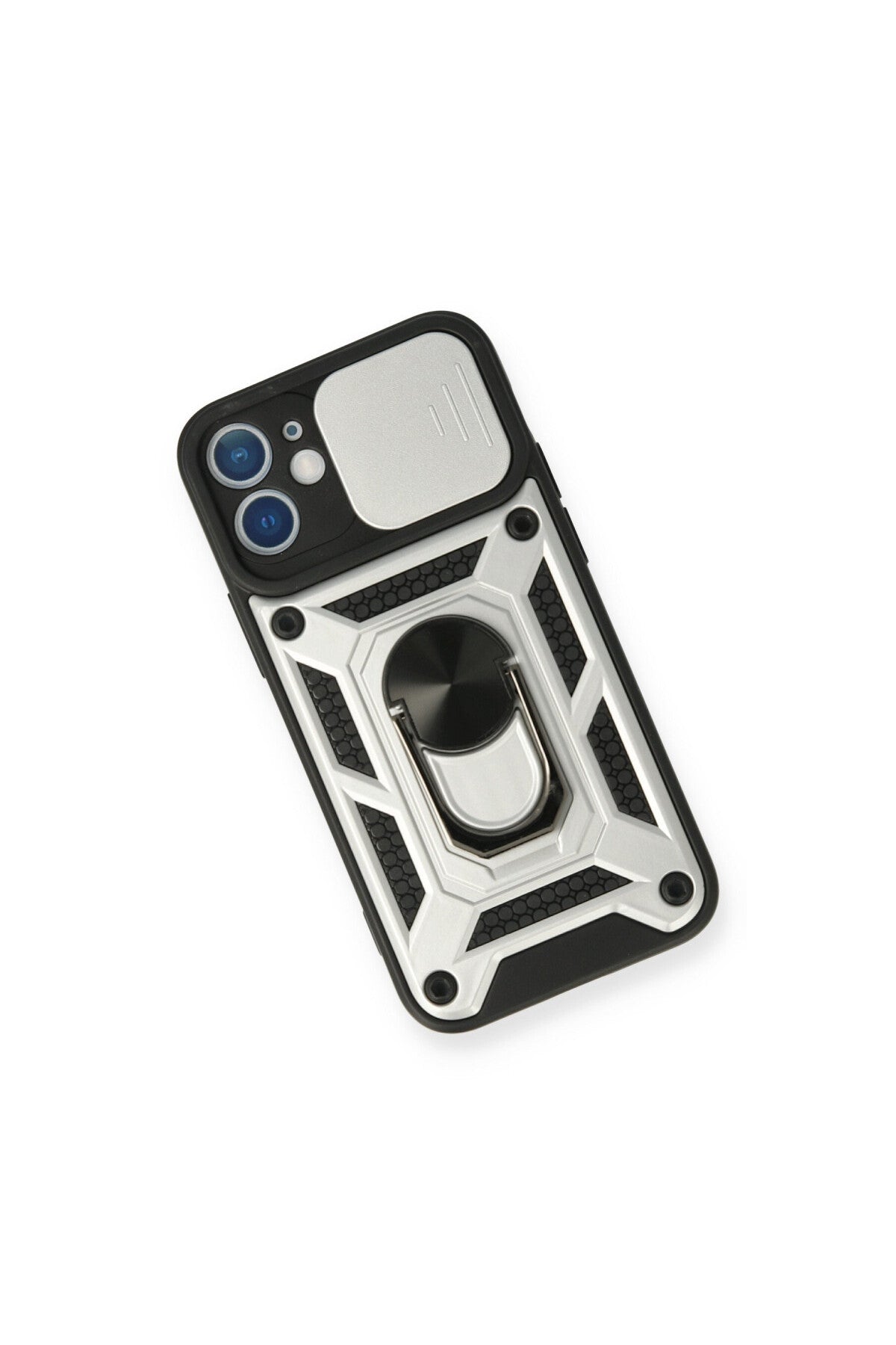 Apple iPhone 11 Uyumlu Kılıf Pars Lens Yüzüklü Silikon - Gümüş