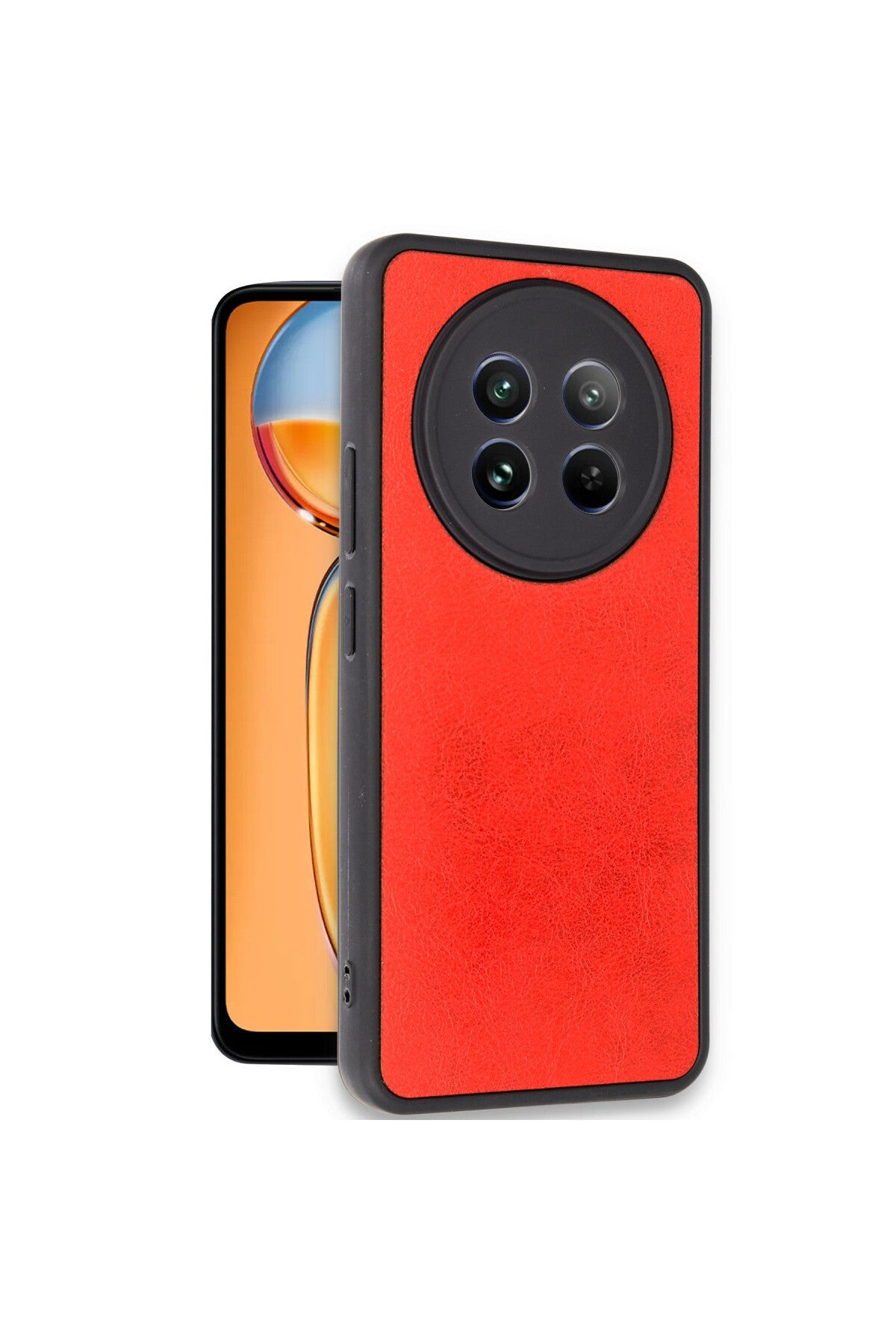 Realme 12 5G Uyumlu Kılıf Aras Deri Kapak - Kırmızı