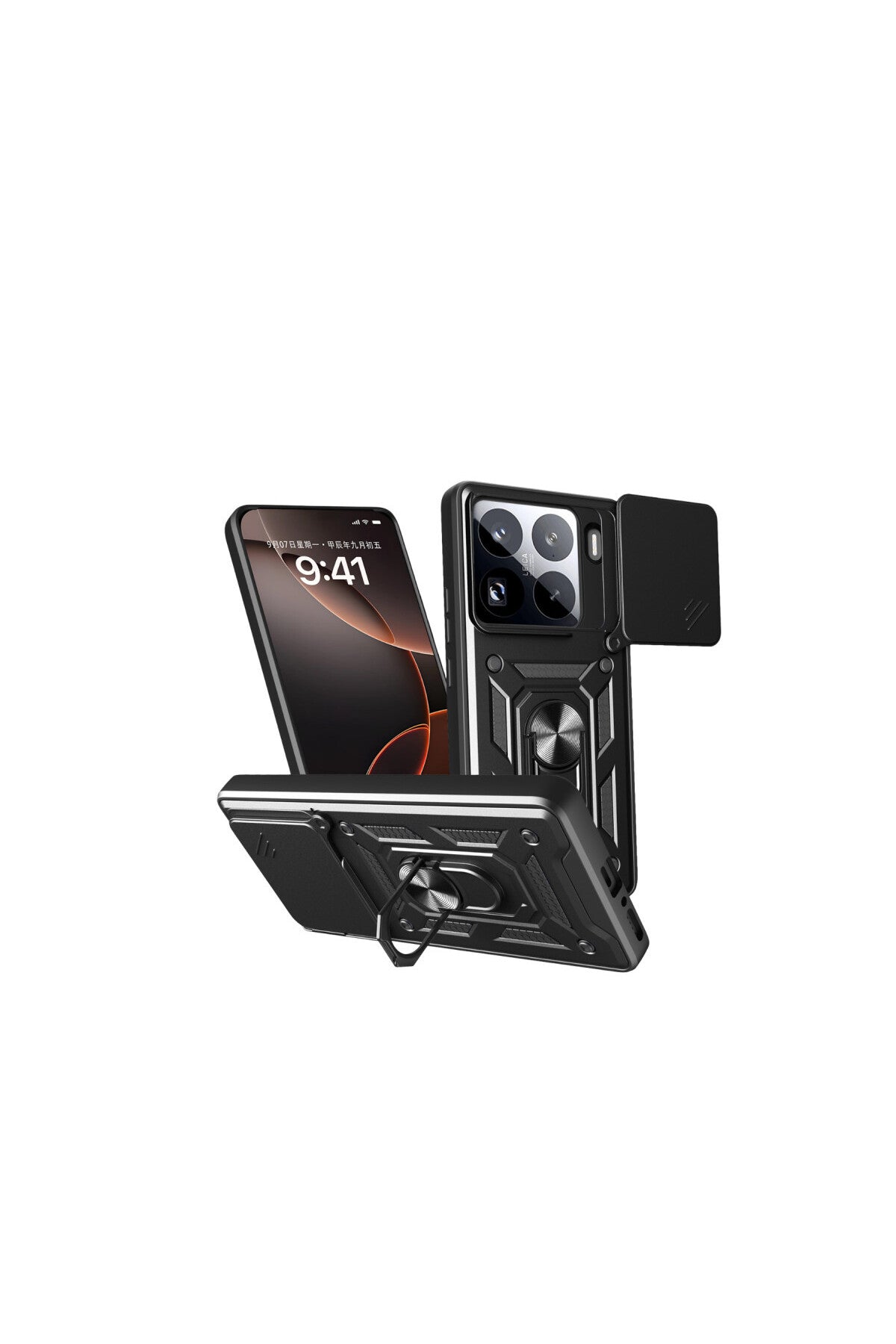Xiaomi Mi 15 Pro Uyumlu Kılıf Pars Lens Yüzüklü Silikon - Siyah