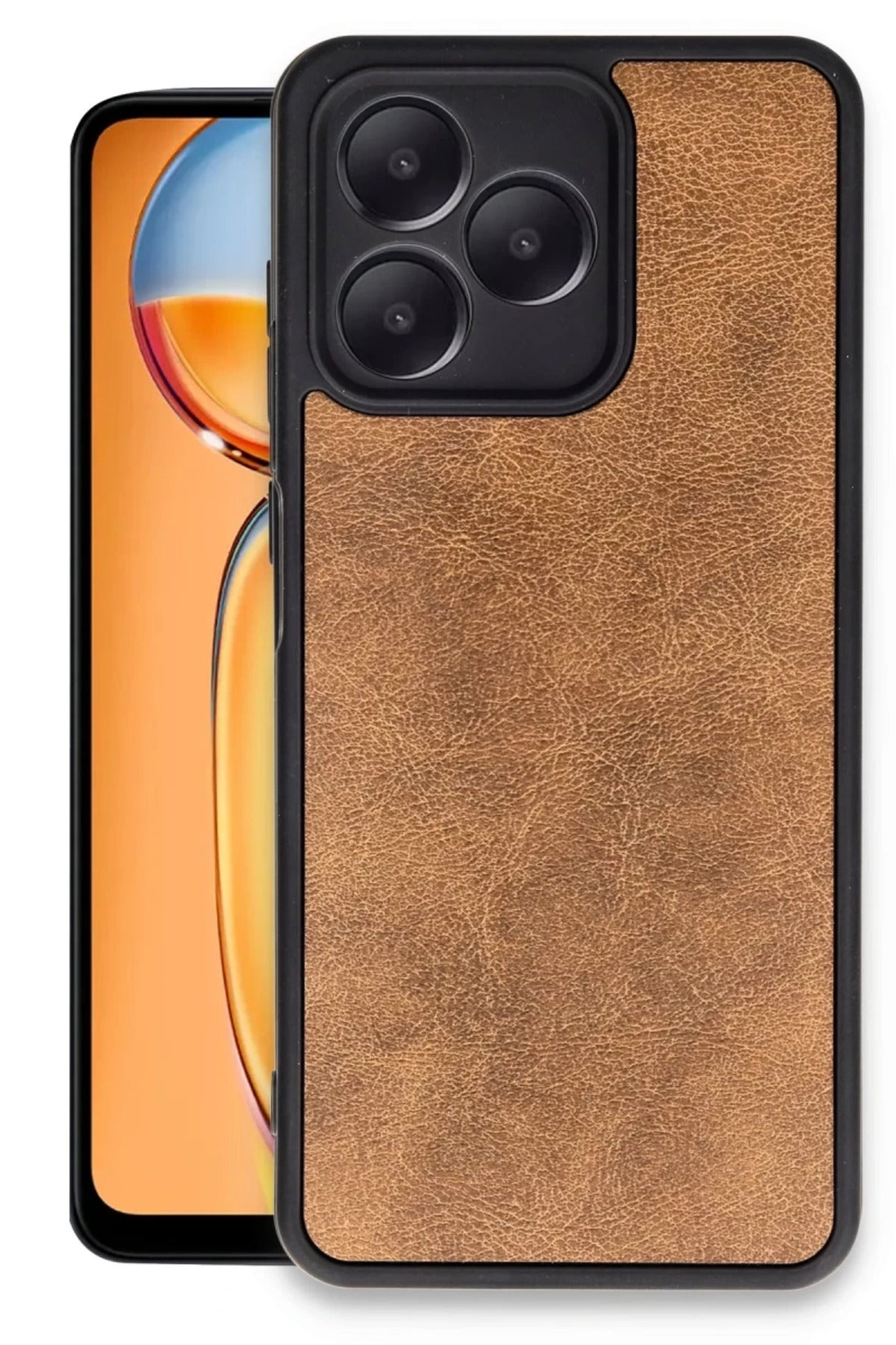 Realme Note 50 4G Uyumlu Kılıf Aras Deri Kapak - Taba