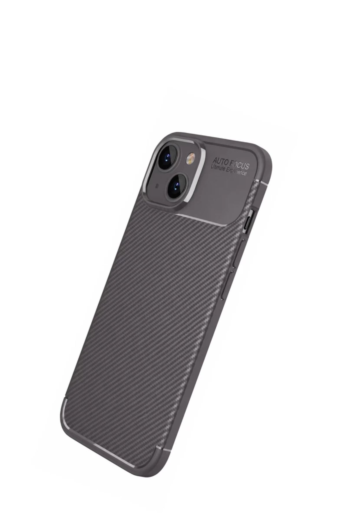 Apple iPhone 14 Uyumlu Kılıf Auto Focus Karbon Kapak - Gri