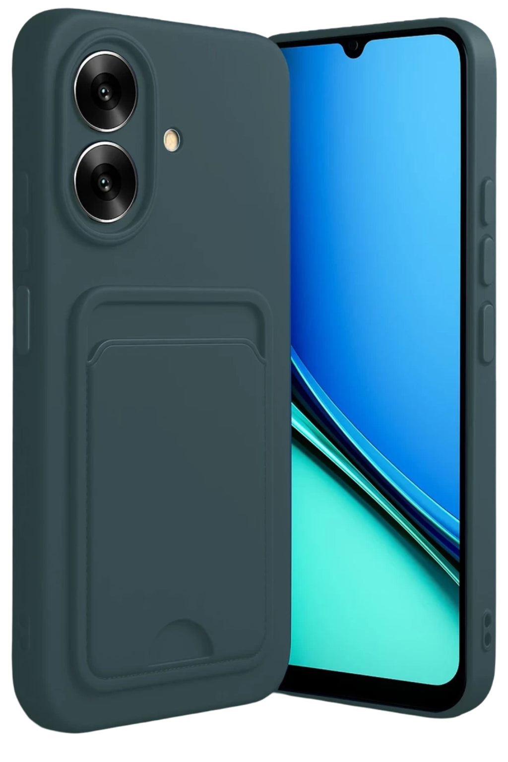 Realme Note 60 Uyumlu Kelvin Kartvizitli Silikon - Koyu Yeşil