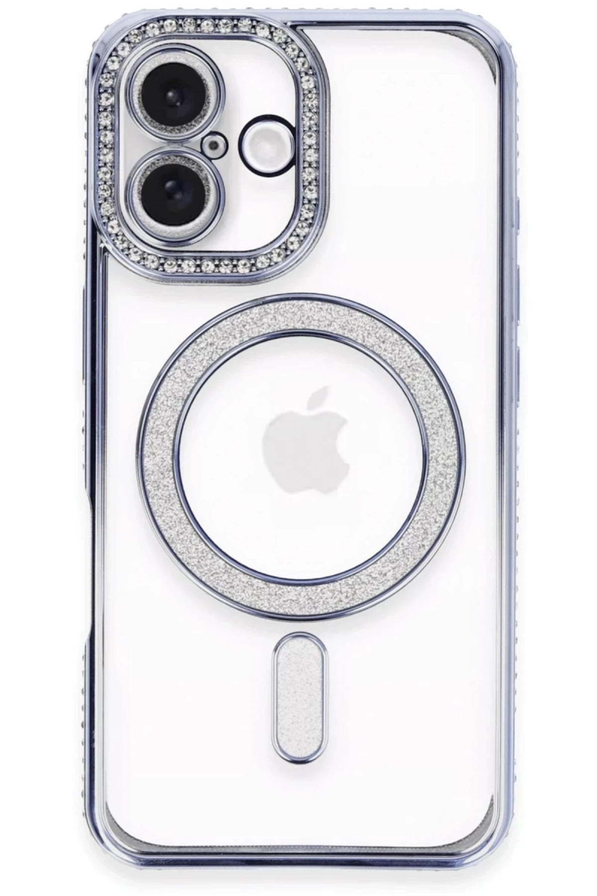 Apple iPhone 16 Plus Uyumlu Kılıf Joke Simli Magneticsafe Kılıf - Mavi