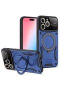 Apple iPhone 15 Pro Max Uyumlu Joy Lens Standlı Kapak - Lacivert