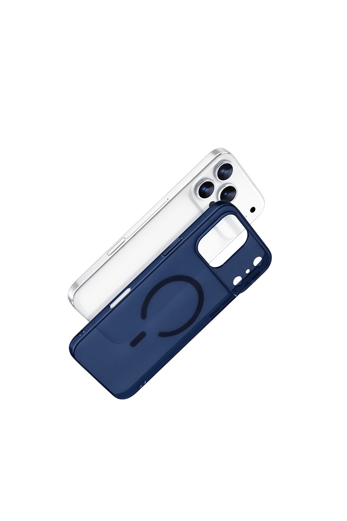 Apple iPhone 17 Pro Uyumlu Combo Sert Şeffaf Magsafe Kapak - Mavi
