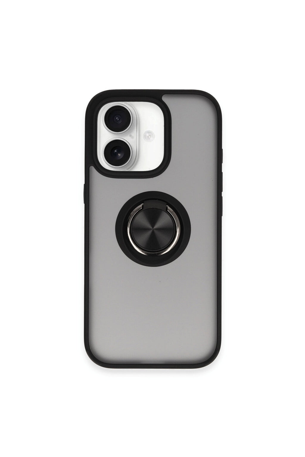 Apple iPhone 16 Uyumlu Kılıf Montreal Yüzüklü Silikon Kapak - Siyah
