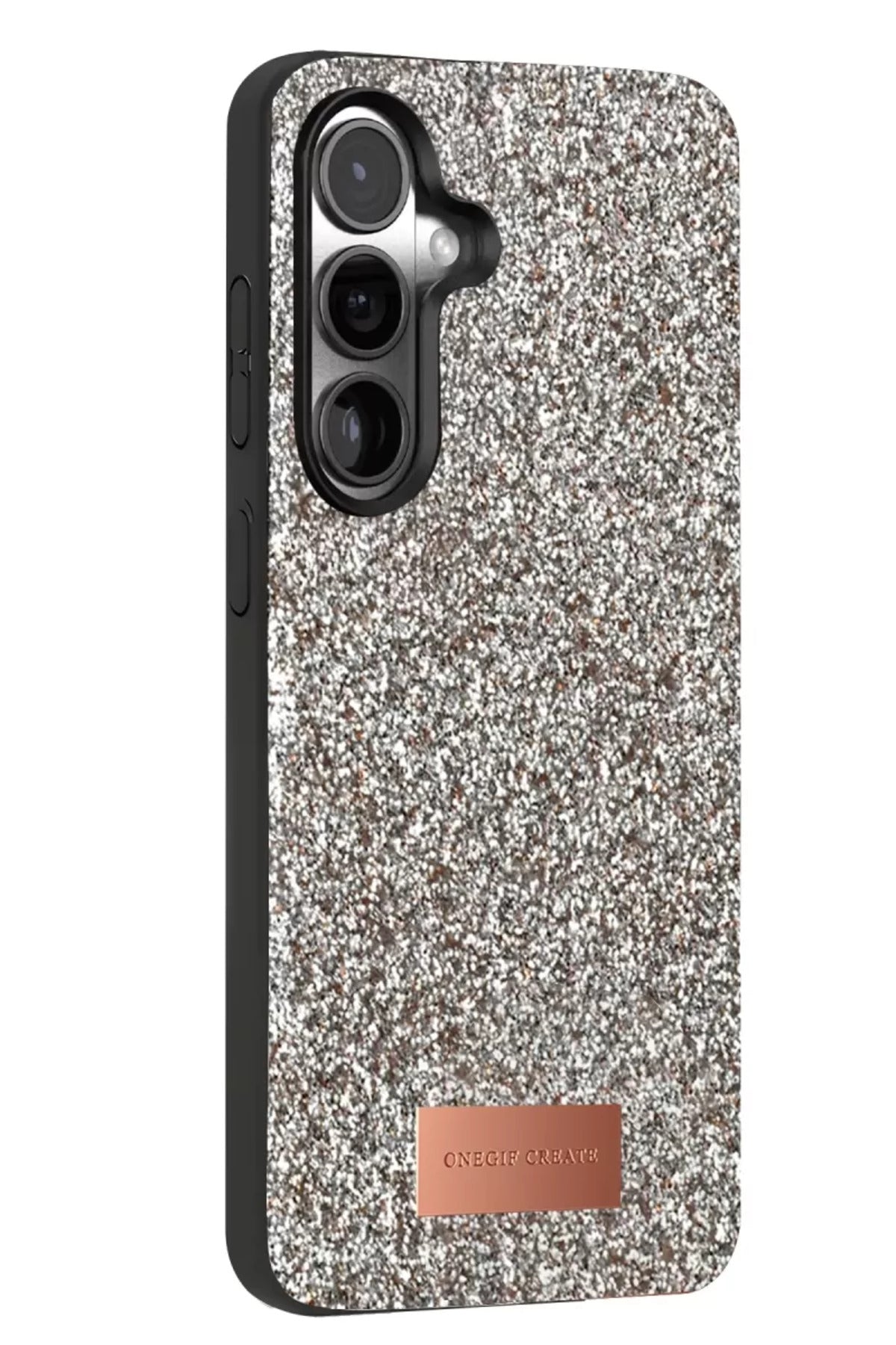 Onegif Samsung Galaxy S24 Plus Uyumlu Bright Simli Kapak - Gümüş